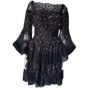 Alexander McQueen Black and Red Floral Long Sleeve Dress